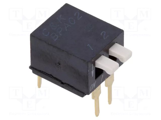 Switch: DIP-SWITCH; Poles number: 2; OFF-ON; 0.025A/24VDC; Pos: 2 C&K BPA02B