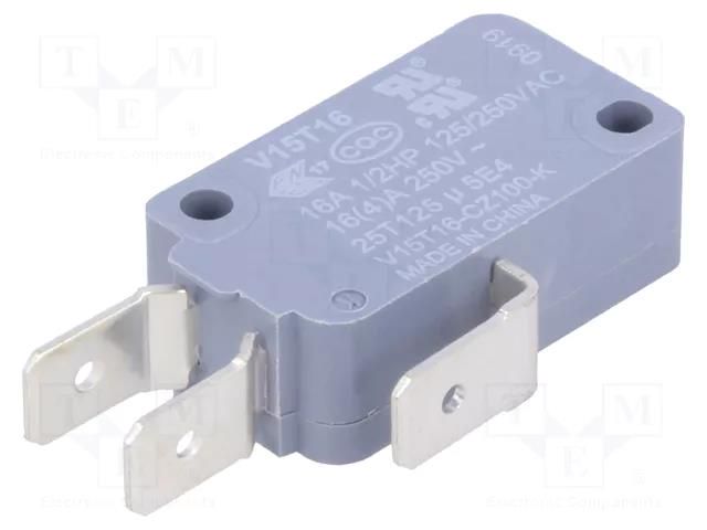 Microswitch SNAP ACTION; 16A/250VAC; without lever; SPDT; Pos: 2 HONEYWELL V15T16-CZ100-K