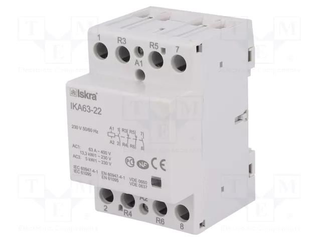 Contactor: 4-pole installation; 63A; 230VAC; NC x2 + NO x2; IKA ISKRA IKA63-22/230V