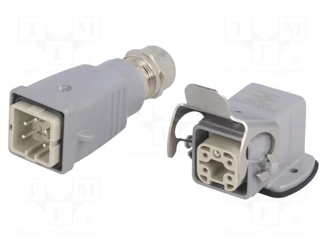 Connector: HDC; male + female; plug + socket,complete set; HA WEIDMÜLLER KIT-HA04.402