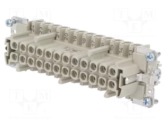 Connector: HDC; female; PIN: 24; size 24; contact insert; 500V; 16A WIELAND 70.300.2440.0