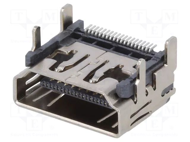 Connector: HDMI; socket; PIN: 19; gold-plated; angled 90°; SMT EDAC 690-019-298-412