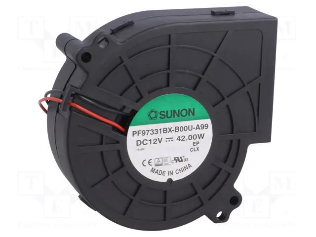 Fan: DC; blower; 12VDC; 97x95x33mm; 92.93m3/h; 63.2dBA; ball; 24AWG SUNON PF97331BX-B00U-A99