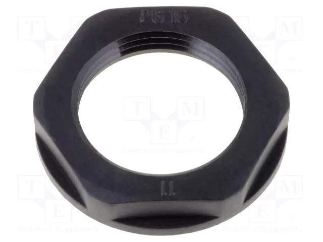 Nut; PG7; polyamide; 19mm; black; Thread: PG; with flange; KMK-PA-MB HELUKABEL HELU-96458