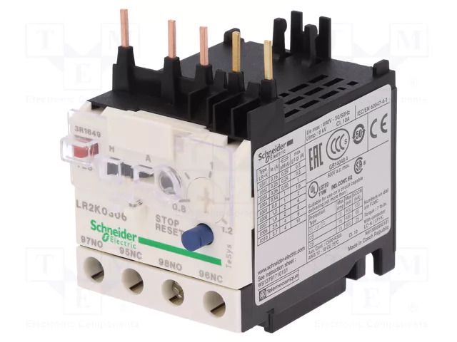 Thermal relay; Auxiliary contacts: NO + NC; 0.8÷1.2A; -20÷55°C SCHNEIDER ELECTRIC LR2K0306