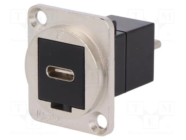 Adapter; USB C socket-front,USB C plug-back; FT; USB C; metal CLIFF CP30211M