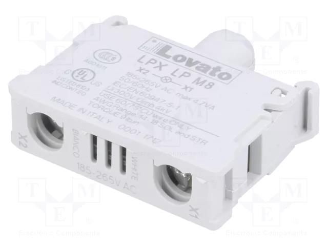 Illuminating unit; 22mm; Platinum; -25÷70°C; Illumin: LED; front LOVATO ELECTRIC LPXLPM8
