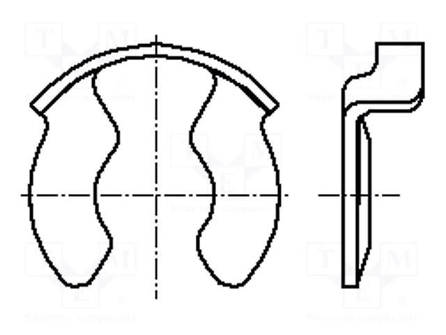 Circlip; spring steel; Shaft dia: 12mm; BN 13194; Ring: external BOSSARD B12/BN13194