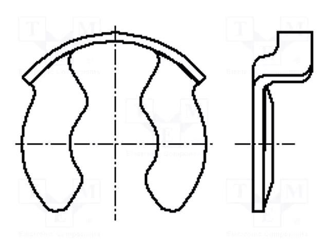 Circlip; spring steel; Shaft dia: 16mm; BN 13194; Ring: external BOSSARD B16/BN13194