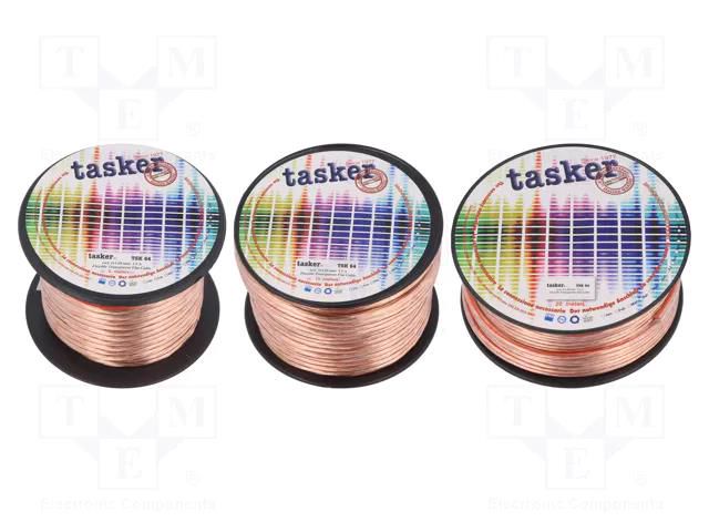 Wire: loudspeaker cable; 2x0.5mm2; stranded; CCA; transparent TASKER TSK-61-20