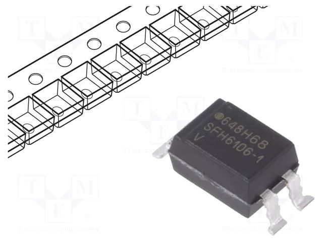 Optocoupler; SMD; Ch: 1; OUT: transistor; Uinsul: 5.3kV; Uce: 70V VISHAY SFH6106-1T