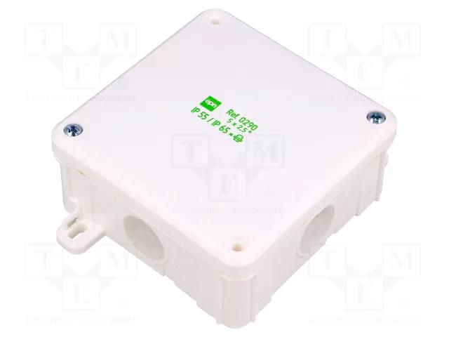 Enclosure: junction box; X: 98mm; Y: 98mm; Z: 46mm; wall mount; IP55 ELEKTRO-PLAST NASIELSK EPN-0290-01