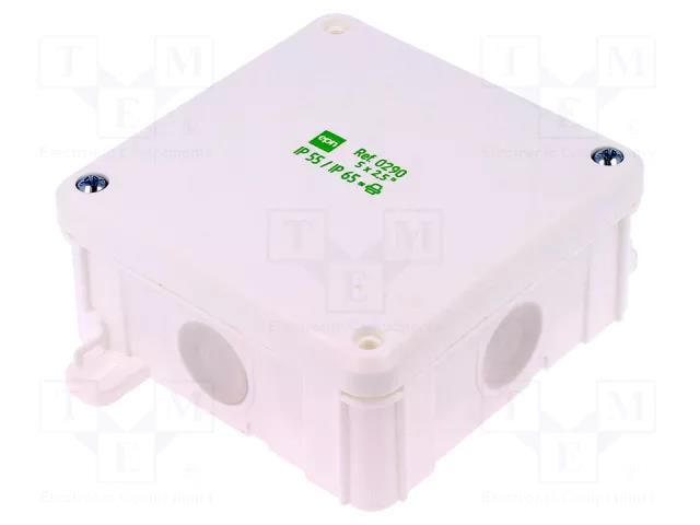 Enclosure: junction box; X: 98mm; Y: 98mm; Z: 46mm; wall mount; IP55 ELEKTRO-PLAST NASIELSK EPN-0290-00