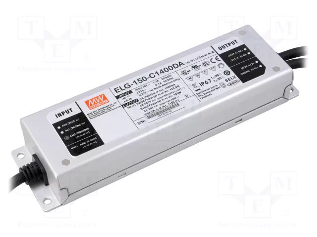 Power supply: switching; LED; DALI; 150W; 54÷107VDC; 1.4A; IP67 MEAN WELL ELG-150-C1400DA