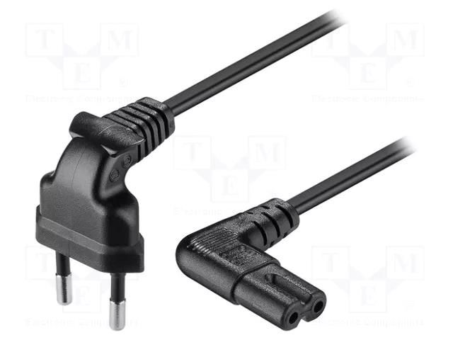 Cable; CEE 7/16 (C) plug angled,IEC C7 female angled; PVC; 2m Goobay SN15-02/07/020B