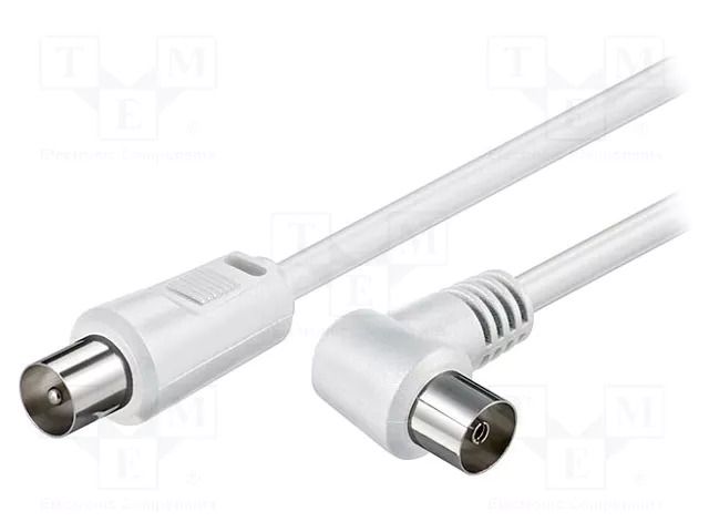 Cable; 1.5m; coaxial 9.5mm angled socket,coaxial 9.5mm plug GOOBAY AC-3C2V-A-0150-WH