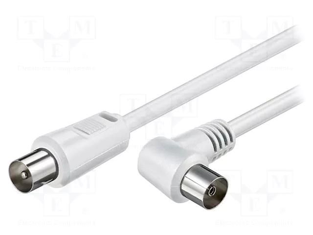 Cable; 1.5m; coaxial 9.5mm angled socket,coaxial 9.5mm plug Goobay AC-3C2V-A-0150-WH