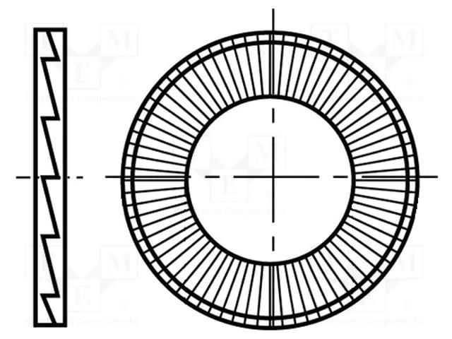 Washer; internally serrated,externally serrated; M12; D=25.4mm BOSSARD B12/25.4/BN65212