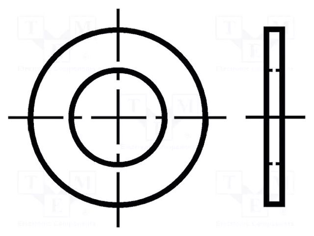 Washer; round; M2,5; D=5mm; h=0.5mm; brass; Plating: nickel; BN 566 BOSSARD B2.5/BN566