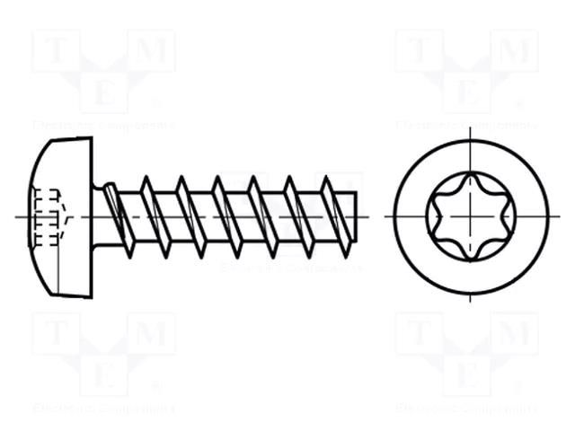 Screw; 4x8; Head: cheese head; Torx®; TX20; hardened steel BOSSARD B4X8/BN84229