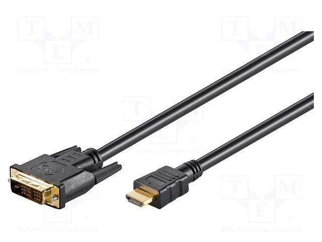 Cable; DVI-D (18+1) plug,HDMI plug; HDMI 1.4,single link; 2m GOOBAY HDMI-DV020G.020