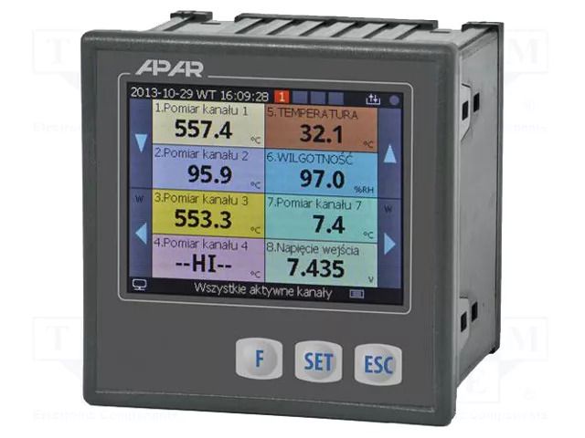 Logger; 20÷50VAC; 22÷72VDC; IN: 8; on panel; IP65 (from the front) APAR AR207/8/S2PPPP65