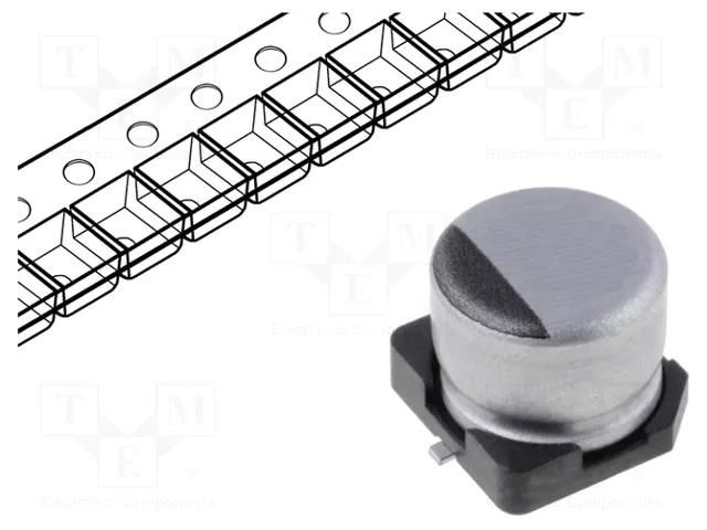 Capacitor: electrolytic; SMD; 220uF; 6.3VDC; Ø8x5.4mm; ±20%; 1000h NICHICON UWT0J221MCL1GB