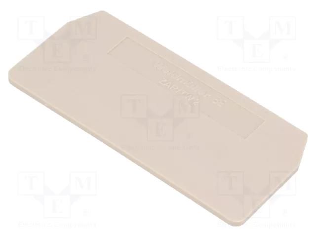 End/partition plate; beige; wemid; max.125°C; UL94V-0 WEIDMÜLLER ZAP/TW2/BE