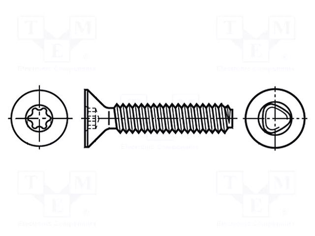 Screw; 3x20; Head: countersunk; Torx®; TX10; steel; zinc; DIN 7500 BOSSARD B3X20/BN11288