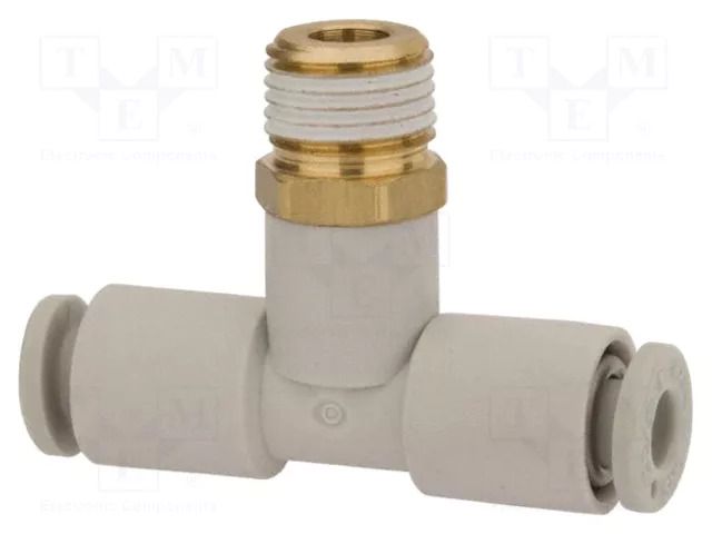 Tee fitting; threaded,plug-in; -1÷10bar; brass,polypropylene SMC KQ2T08-01AS