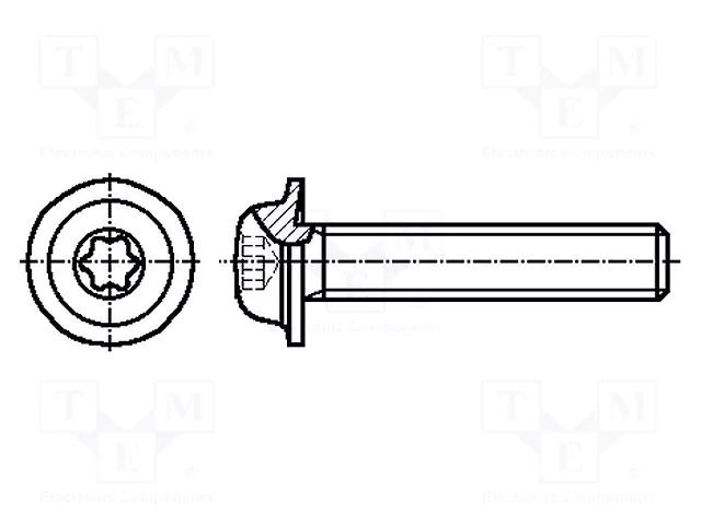 Screw; with flange; M2.5x4; 0.45; Head: button; Torx®; TX08; steel BOSSARD B2.5X4/BN5128