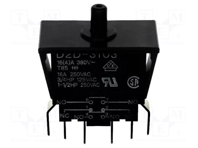 Switch: door; Pos: 2; DPST-NO + SPST-NC; 16A/250VAC; black; D2D OMRON Electronic Components D2D-3103