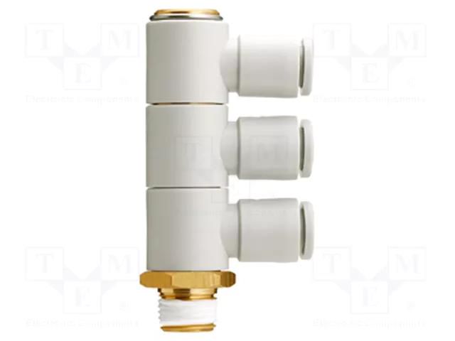 Push-in fitting; threaded,angled 90°; -1÷10bar; Thread: R 3/8" SMC KQ2VT10-03AS