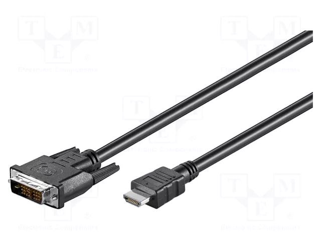 Cable; DVI-D (18+1) plug,HDMI plug; HDMI 1.4,single link; 3m GOOBAY HDMI-DV020.030