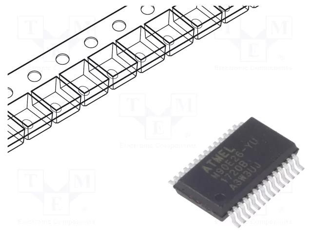 IC: power detector; SPI,UART; SSOP28; reel,tape; 2.8÷3.6V MICROCHIP TECHNOLOGY ATM90E26-YU-R
