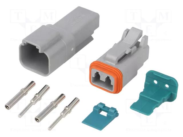 Connector: wire-wire; plug; male + female; AT; PIN: 2; IP67,IP69K AMPHENOL AT2PS-CKIT