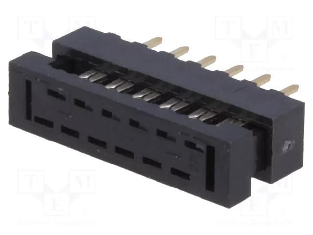 Connector: IDC; PIN: 12; THT; for ribbon cable; 2mm; 2x6; 1mm CONNFLY DS1018-02-12B2