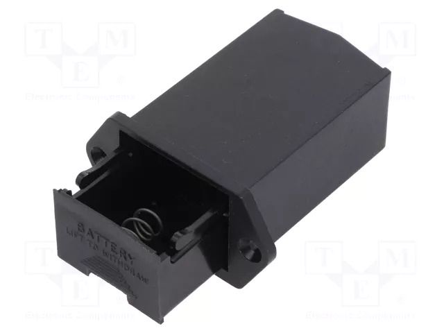 Drawer holder; 6F22; Batt.no: 1; on panel; soldering lugs; black BULGIN BX0023