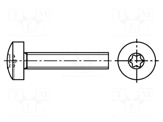 Screw; M4x8; 0.7; Head: cheese head; Torx®; TX20; steel; zinc BOSSARD B4X8/BN30503