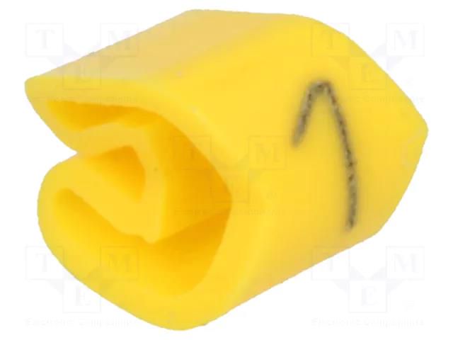 Markers; Marking: 1; 3÷5mm; PVC; yellow; -30÷80°C; leaded; UL94V-0 WEIDMÜLLER WM-CLI1-3GE/SW-1MP