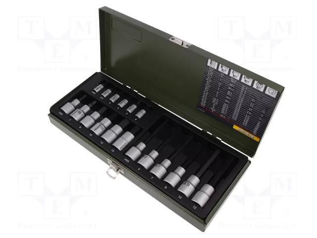 Wrench-set; socket bits; Mounting: 1/2",1/4"; 18pcs. PROXXON PRN23100