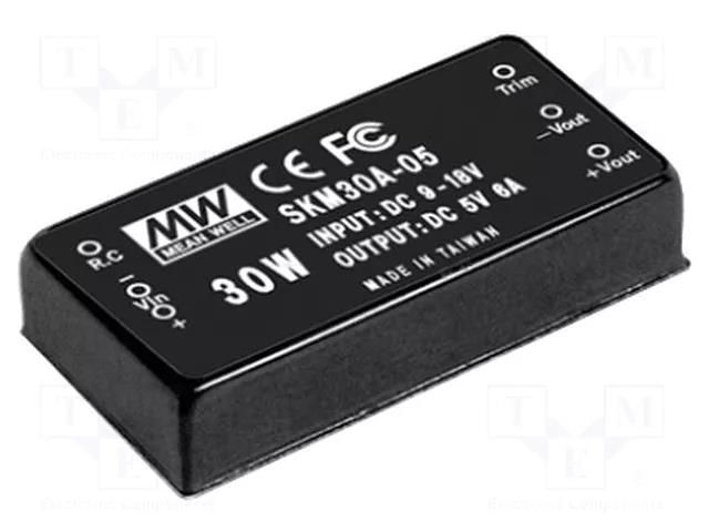 Converter: DC/DC; 30W; Uin: 18÷36VDC; Uout: 5VDC; Iout: 6A; 2"x1" MEAN WELL SKM30B-05