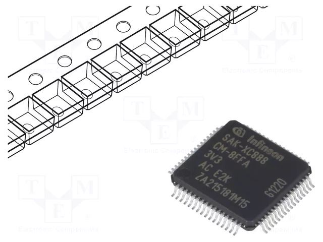 IC: microcontroller 8051; Interface: SPI x3,UART x3; 3.3VDC INFINEON TECHNOLOGIES XC888CM8FFA3V3