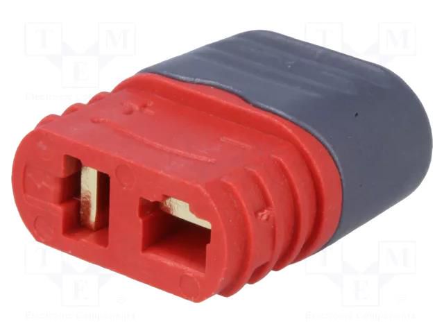 Connector: DC supply; plug; AM-1015; female; PIN: 2; for cable; red AMASS AM1015SE-F