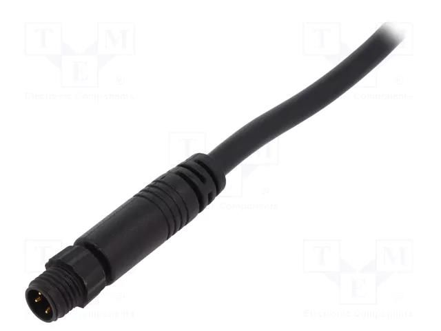 Connector: M8; 2m; male; PIN: 3; straight; plug; 3A; IP67; 60V AMPHENOL LTW 8P-03AMMM-SL7A02