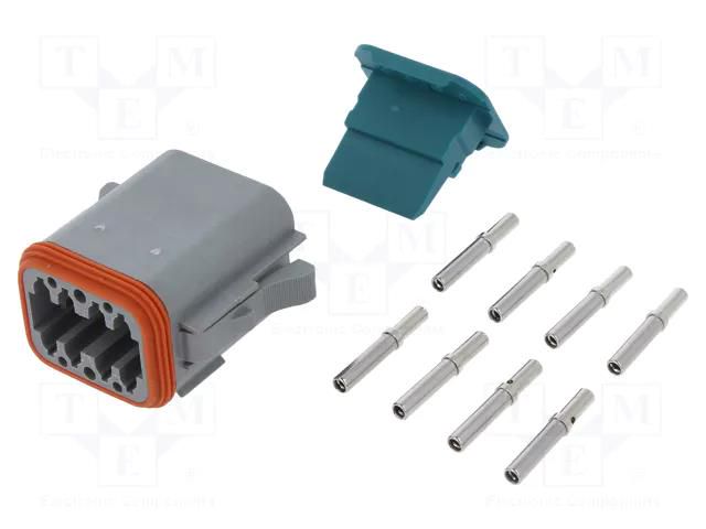 Connector: wire-wire; plug; female; AT; PIN: 8; IP67,IP69K; crimped AMPHENOL AT06-08SA-KIT01