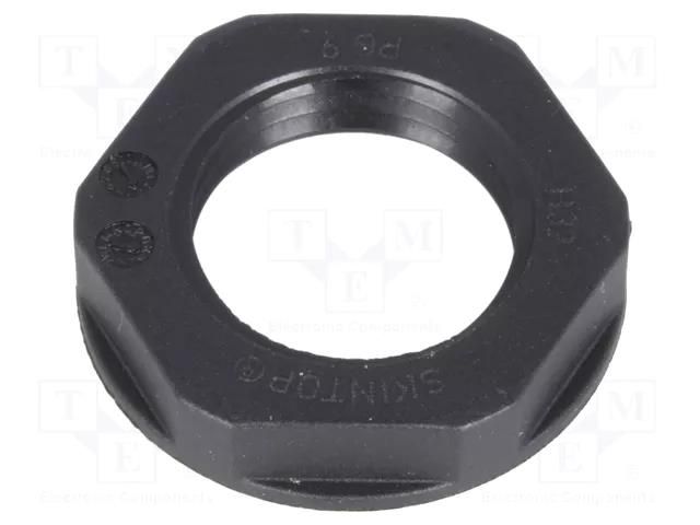 Nut; PG9; polyamide; UL94V-2; 22mm; black; Thread: PG; with flange LAPP SKINTOP-NPG9B