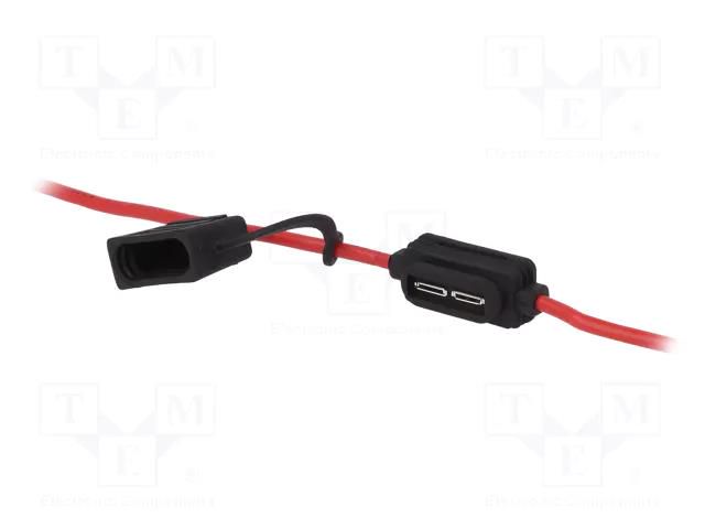 Fuse holder; 19mm; 20A; on cable; Leads: leads x2; 32V LITTELFUSE 277.6306.0001
