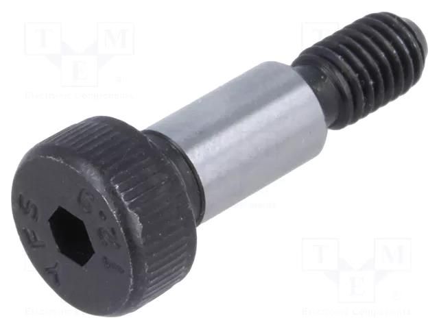 Shoulder screw; steel; M5; 0.8; Thread len: 9.5mm; hex key; HEX 3mm ELESA+GANTER ISO7379-6-M5-12