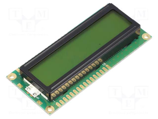 Display: LCD; alphanumeric; STN Positive; 16x2; 80x36x12.7mm; LED POWERTIP NPC1602LRU-GWB-H